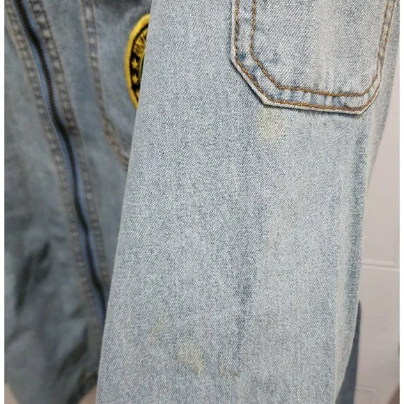 VTG Duke Haband USA Army Jungle Patch Flannel Lined Denim Full Zip Jacket Size M - Picture 9 of 16